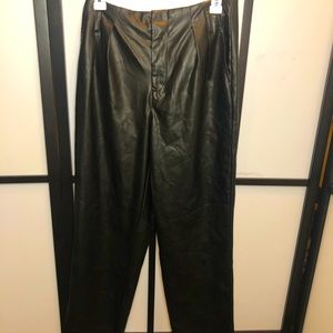 Wide Leg Leather Pants